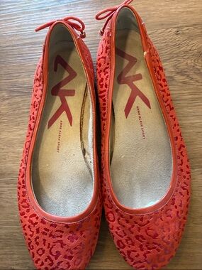 Anne Klein Sport Orange-Red Leopard Print Ballet Flats